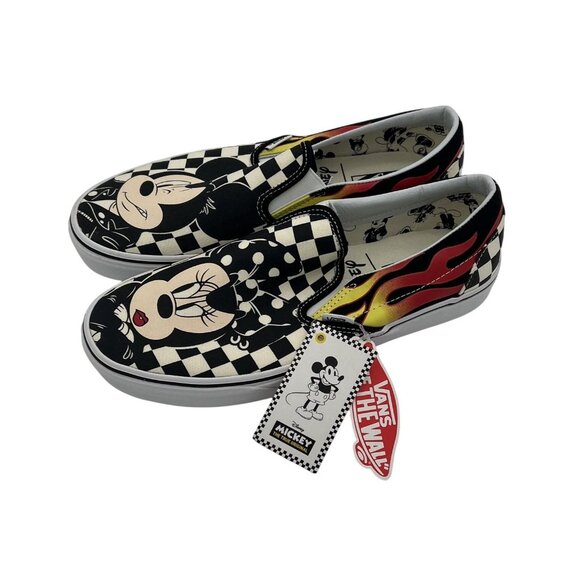 Disney X Vans Mickey & Minnie Mouse Checkerboard Slip-On Shoes Mens 9 NWT